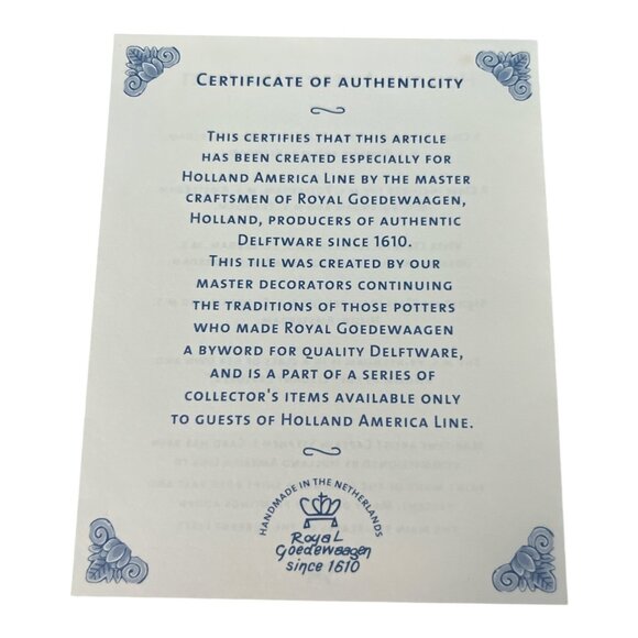 Holland America Line Ceramic Tile Coaster – Royal Goedewaagen – Zuiderdam, Ooste - Picture 6 of 6